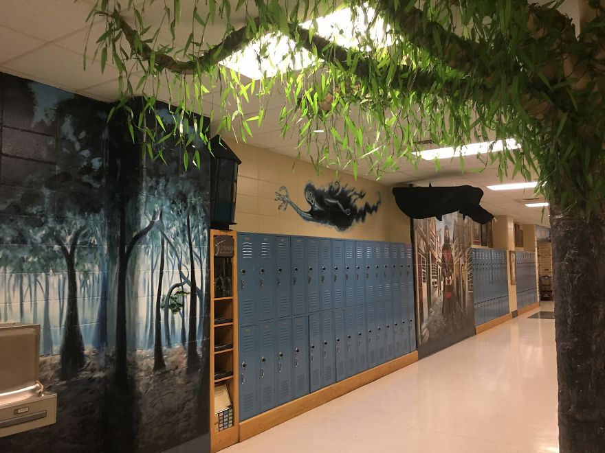 My Coworker And I Turned Boring School Hallways Into Hogwarts My Coworker And I Turned Boring School Hallways Into Hogwarts