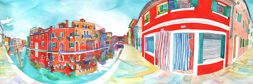 You Can Go Inside My Watercolor Painting Of Burano In Our 360⁰ Vr Animation You Can Go Inside My Watercolor Painting Of Burano In Our 360⁰ Vr Animation
