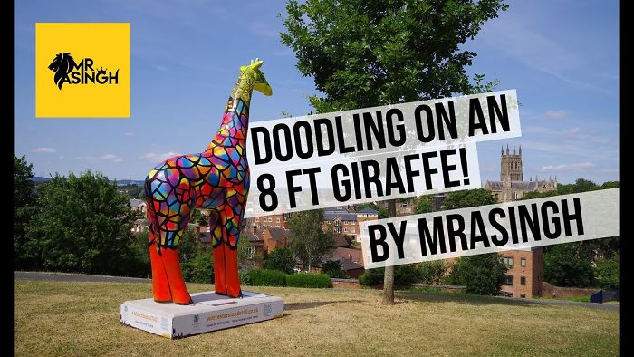 Doodling On An 8 Foot Giraffe!