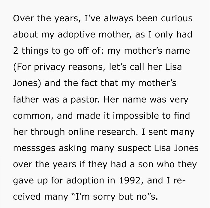 This 26 Y.O Guy Messages His Mother Who Put Him Up For Adoption And Her Response Is Unexpected This 26 Y.O Guy Messages His Mother Who Put Him Up For Adoption And Her Response Is Unexpected