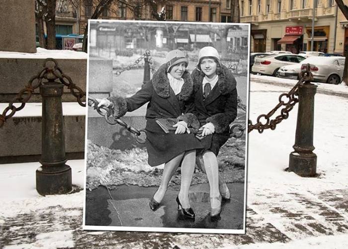 Photographer Lets Us Travel Back In Time By Combining 20th Century Pictures With Modern Day Surroundings