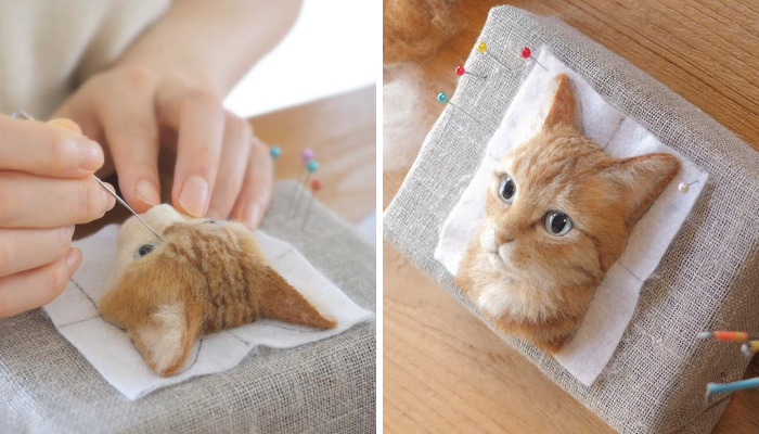 Japanese Artist Makes Realistic 3D Cat Portraits Out Of Felted Wool, And The Result Is Too Purrfect