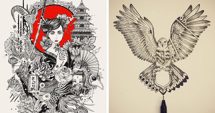 I Use Fineliners And A Sprinkle Of Imagination To Create These Detailed Drawings