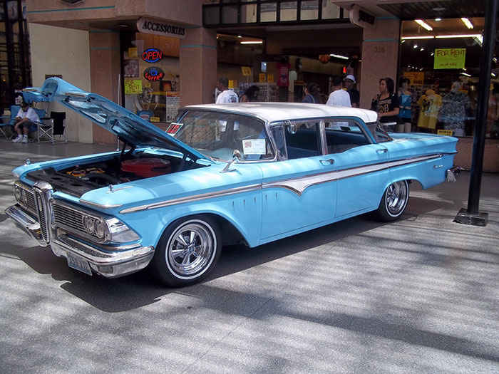 Blue Edsel car