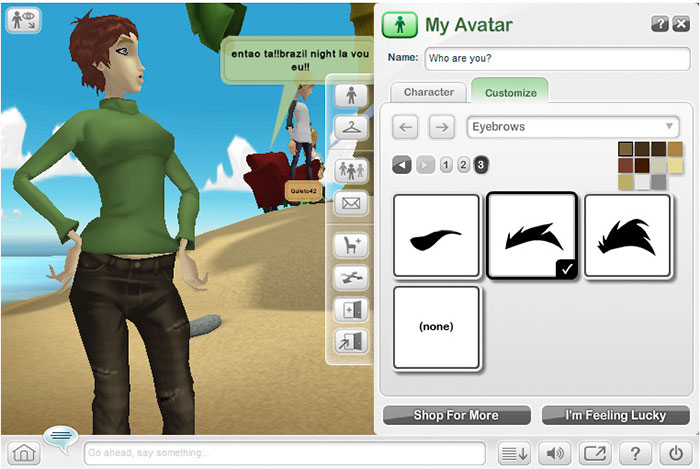 Person making character on Google Lively