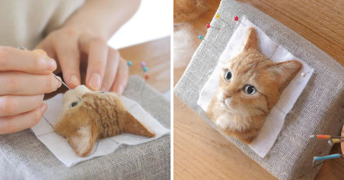 Japanese Artist Makes Realistic 3D Cat Portraits Out Of Felted Wool, And The Result Is Too Purrfect