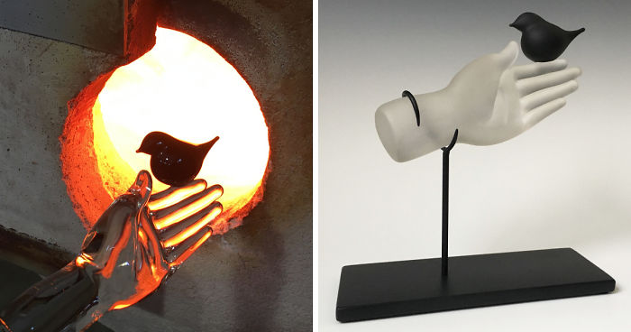 Artist Sculpts Molten Glass Into Unique Hand Sculptures