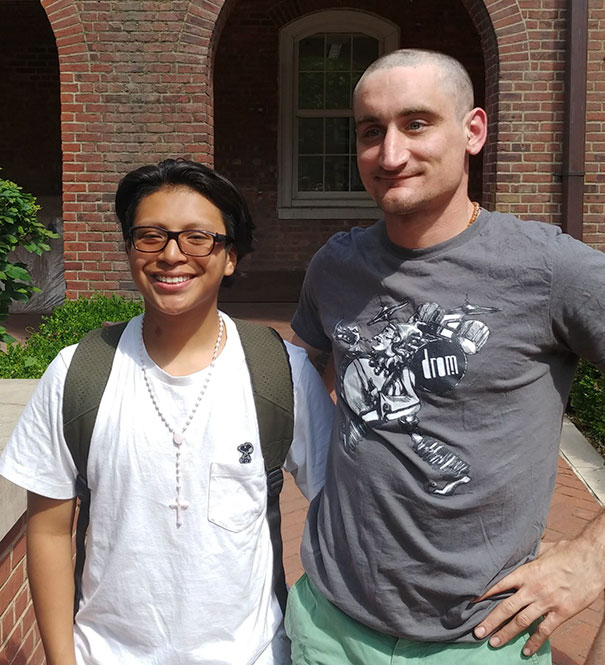 My Histroy Teacher Made A Bet That If The Student On The Left Got Above A 95 On His Test, He Would Shave His Head. He Got A 98