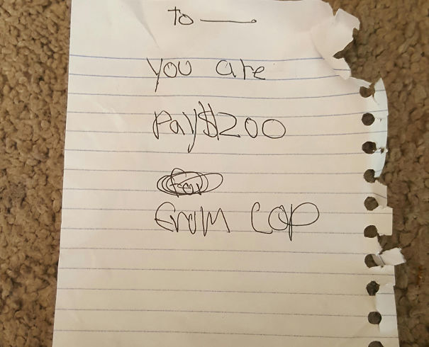 My Child Left This Very Convincing Ticket On Her Dad's Car