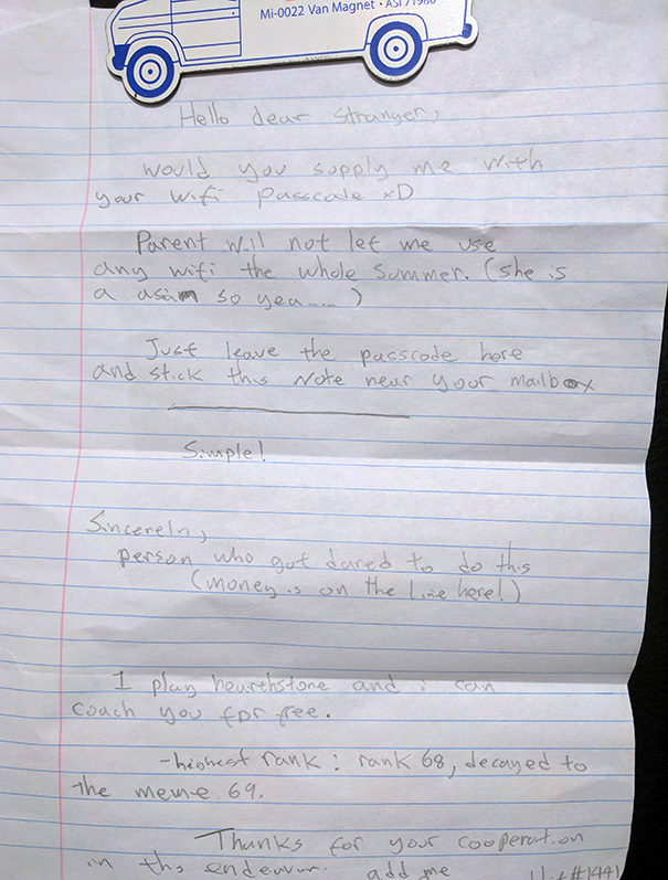 Neighbor Kid Put This Letter In My Mailbox, I'm Tempted To Do It