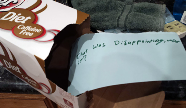I Reached Into The Box For The Last Can, But Instead Found Only This Note From One Of My Kids
