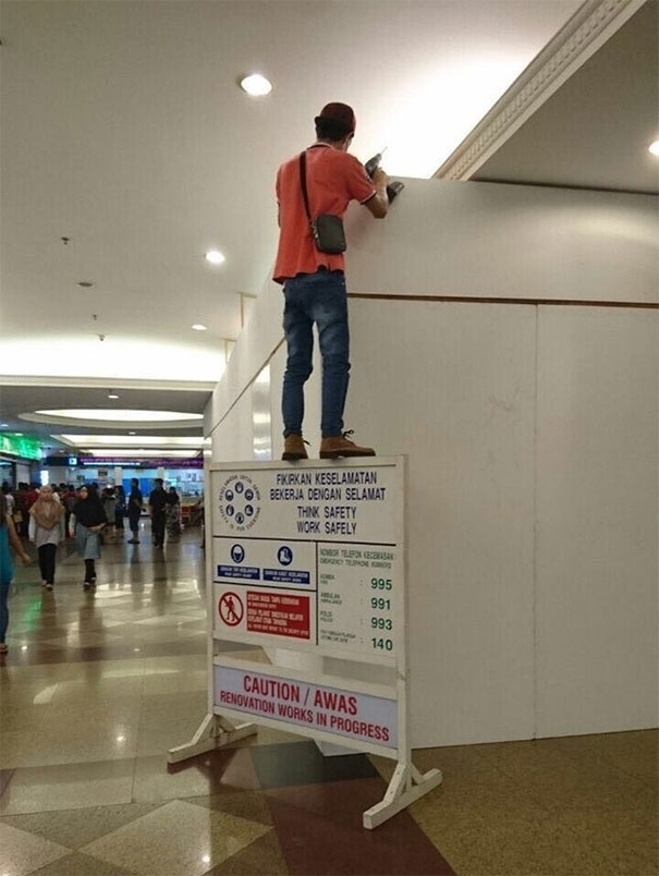 The Sign Reads: Think Safety, Work Safely