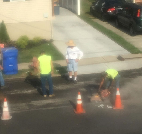 No Protection. This Guy Is Operating A Concrete Saw With No Eye Or Hearing Protection