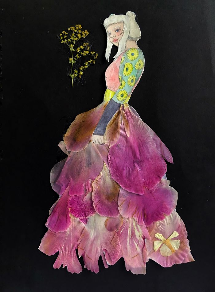 I Paint Colourful Watercolour Portraits With Dried Flowers To Keep My Stress Levels Down And Help My Depression