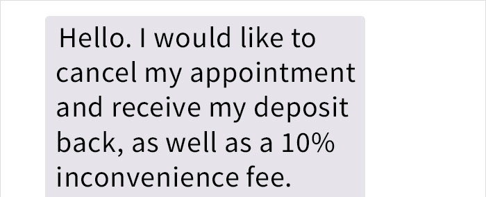 Tattoo shop customer requests appointment cancellation and refund via text. Tattoo shop customer requests appointment cancellation and refund via text.