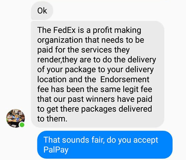 This Guy Received A Message Saying He'd Won $1.2M But Needs To Pay A Delivery Fee, So He Trolled The Scammer This Guy Received A Message Saying He'd Won $1.2M But Needs To Pay A Delivery Fee, So He Trolled The Scammer