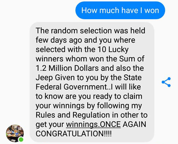 This Guy Received A Message Saying He'd Won $1.2M But Needs To Pay A Delivery Fee, So He Trolled The Scammer This Guy Received A Message Saying He'd Won $1.2M But Needs To Pay A Delivery Fee, So He Trolled The Scammer