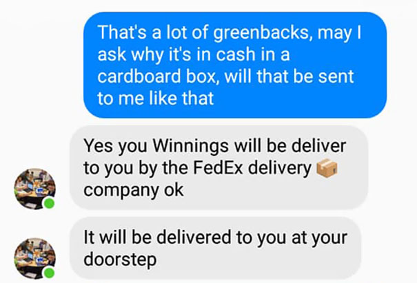 This Guy Received A Message Saying He'd Won $1.2M But Needs To Pay A Delivery Fee, So He Trolled The Scammer This Guy Received A Message Saying He'd Won $1.2M But Needs To Pay A Delivery Fee, So He Trolled The Scammer