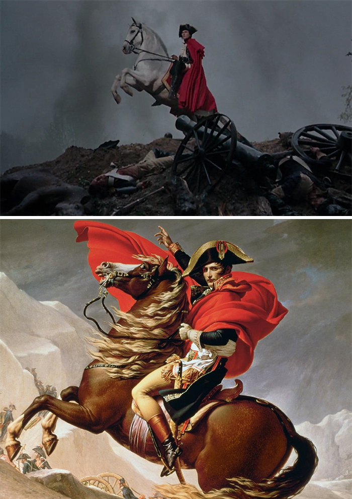 Movie: Marie Antoinette (2006) vs. Painting: Napoleon Crossin The Alps (1801)