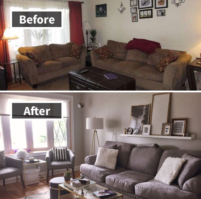 Philly Suburbs Living Room: Before (Previous Homeowners) And After