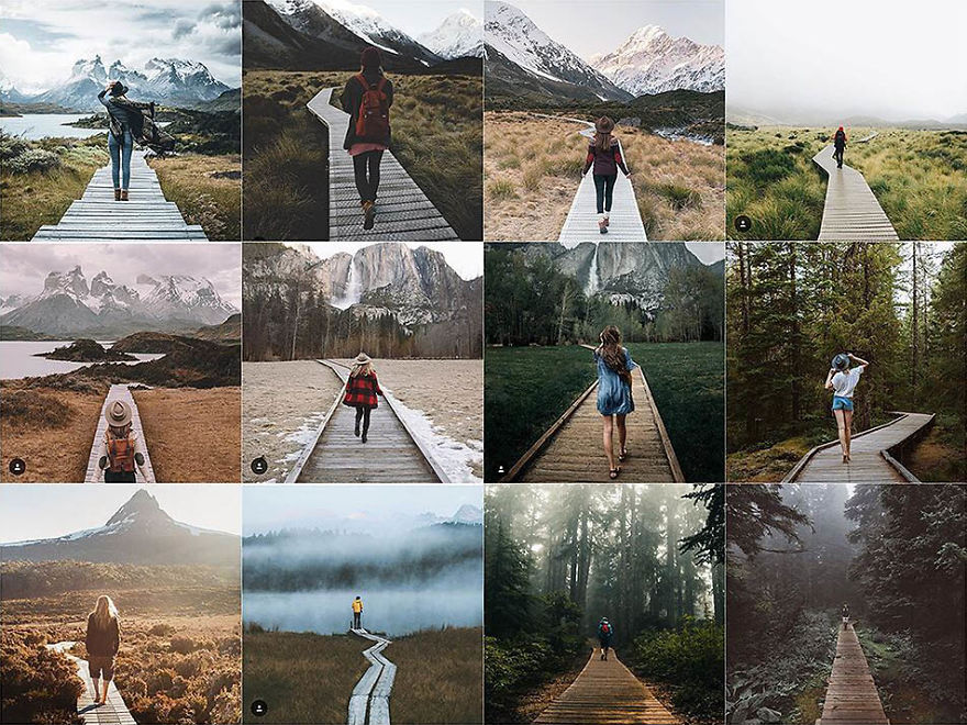 Person Walking On A Centered Wood Path