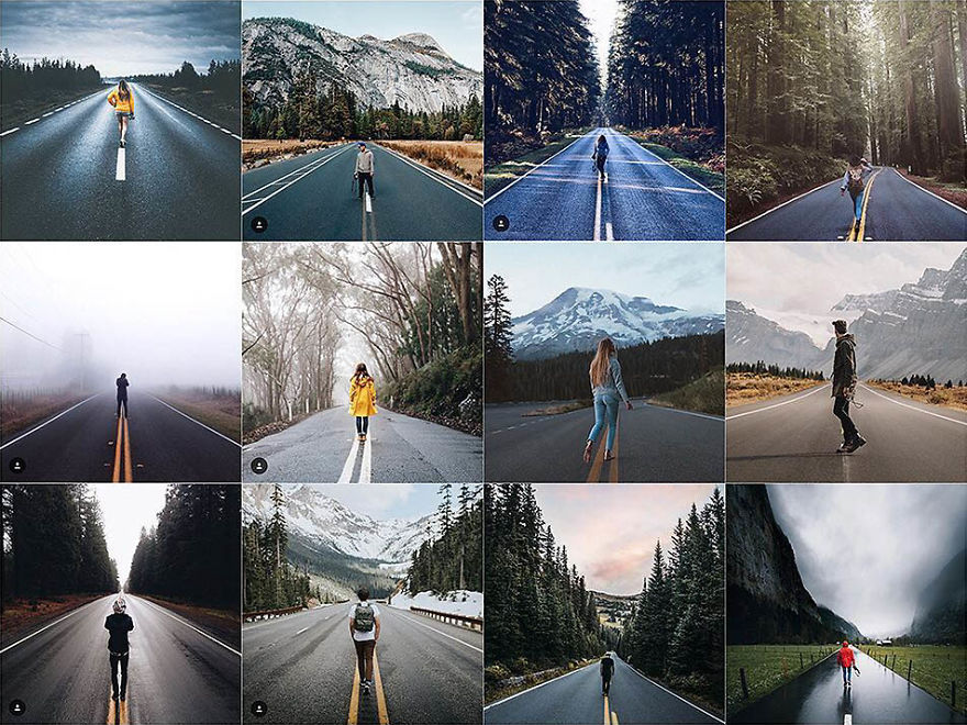 Person Walking In The Center Of A Lonely Road