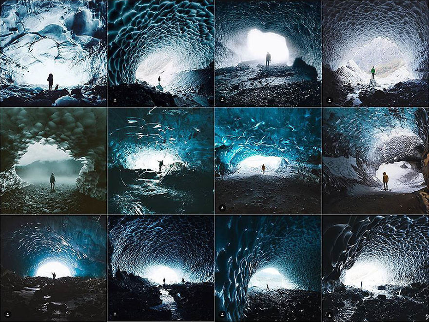 Person Centered Inside An Ice Cave