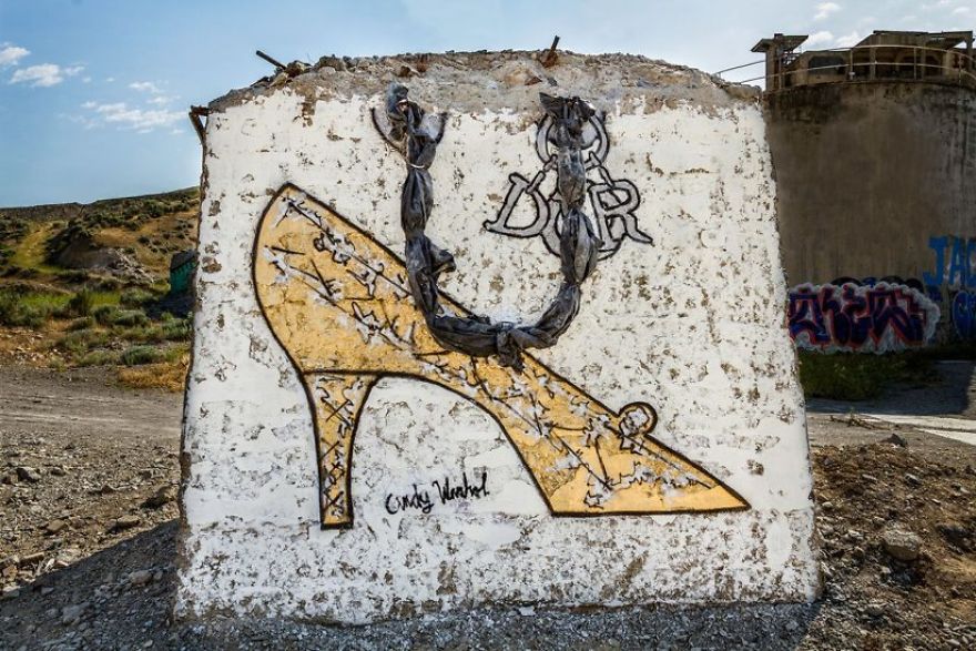 Street Artist Creates &lsquo;Valley Of Secret Values&rsquo; By Transforming Crumbling Concrete Structures Into Designer Bags