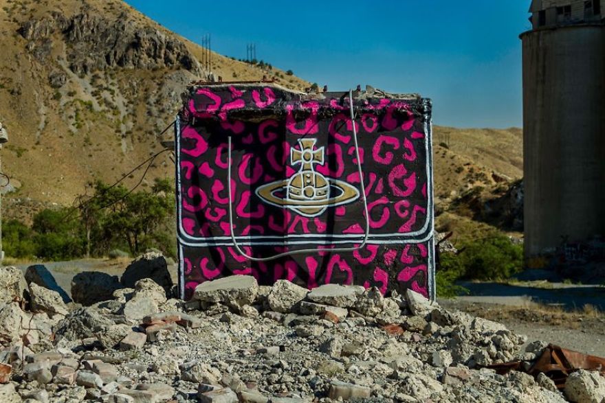 Street Artist Creates &lsquo;Valley Of Secret Values&rsquo; By Transforming Crumbling Concrete Structures Into Designer Bags