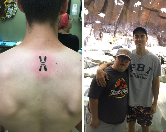 My Newest Tattoo Goes Out To My Brother Adam. People With Down Syndrome Have 1 Extra Chromosome, We Are Exactly The Same Buddy