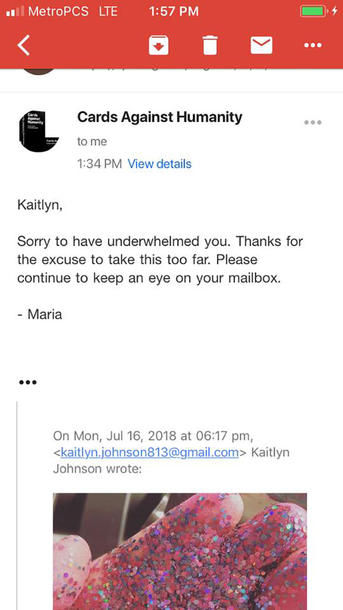 "Be Careful What You Wish For": The Way Cards Against Humanity Responded To This Girl's Complaint Is Hilarious "Be Careful What You Wish For": The Way Cards Against Humanity Responded To This Girl's Complaint Is Hilarious