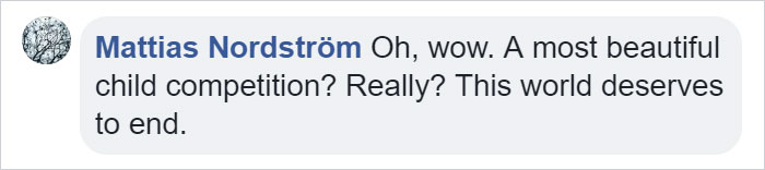 Comment questioning the title "Most Beautiful Girl In The World" and expressing disapproval of beauty competitions. Comment questioning the title "Most Beautiful Girl In The World" and expressing disapproval of beauty competitions.