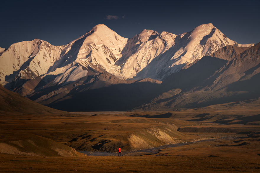 Standing In Front Just Another Glacier At The Sary Jaz Valley Which Is Located On The Border Of Kyrgyzstan And China
