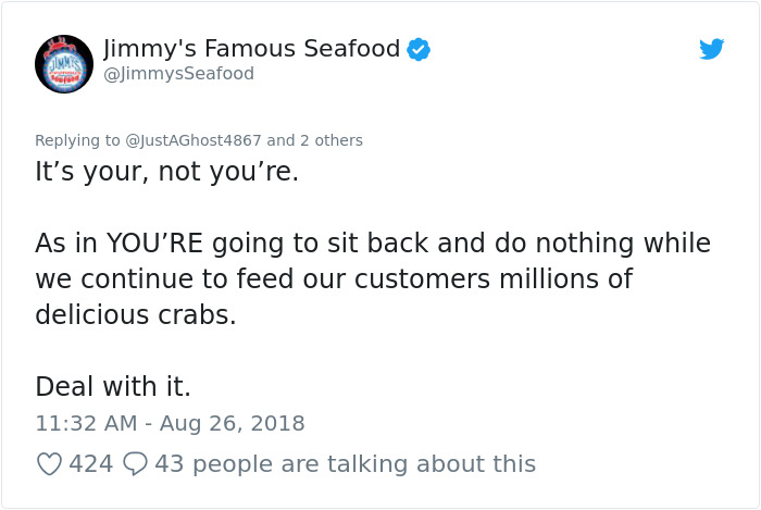 The Way This Local Seafood Restaurant Roasted PETA After They Posted A Sign Urging People Not To Eat Crabs Is Epic The Way This Local Seafood Restaurant Roasted PETA After They Posted A Sign Urging People Not To Eat Crabs Is Epic