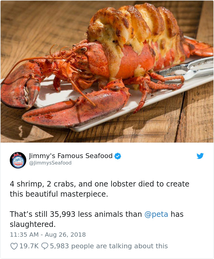 The Way This Local Seafood Restaurant Roasted PETA After They Posted A Sign Urging People Not To Eat Crabs Is Epic The Way This Local Seafood Restaurant Roasted PETA After They Posted A Sign Urging People Not To Eat Crabs Is Epic