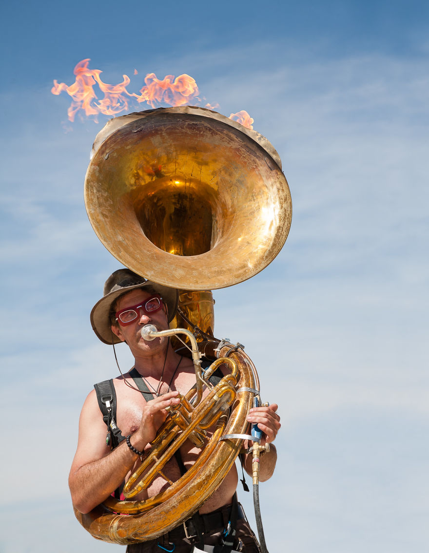 Flaming Tuba, David Silverman, 2007 - Photo By Philip Volkerst