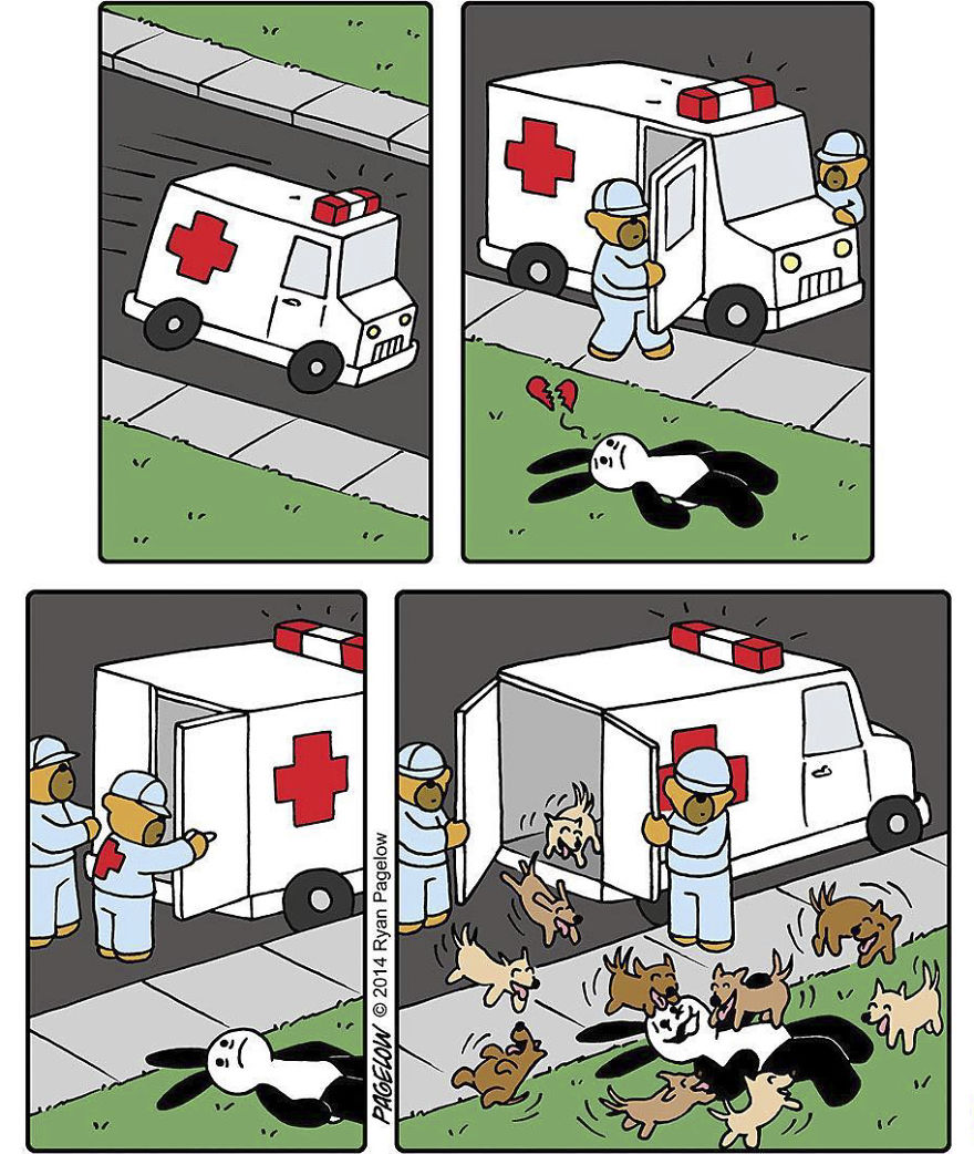 Cartoonist Puts A Cute Bunny In Dark Situations, And We Can't Get Enough