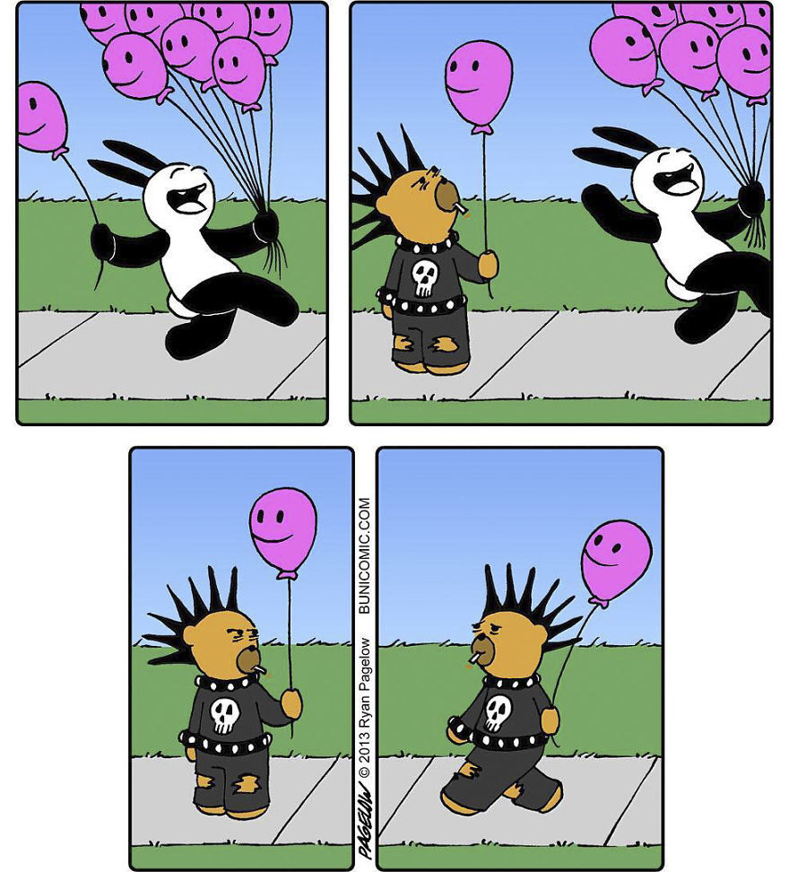 Cartoonist Puts A Cute Bunny In Dark Situations, And We Can't Get Enough