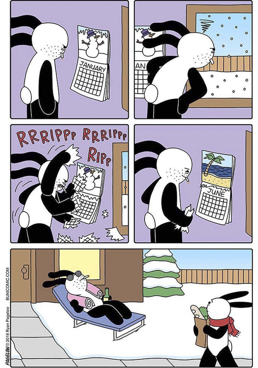 Cartoonist Puts A Cute Bunny In Dark Situations, And We Can't Get Enough