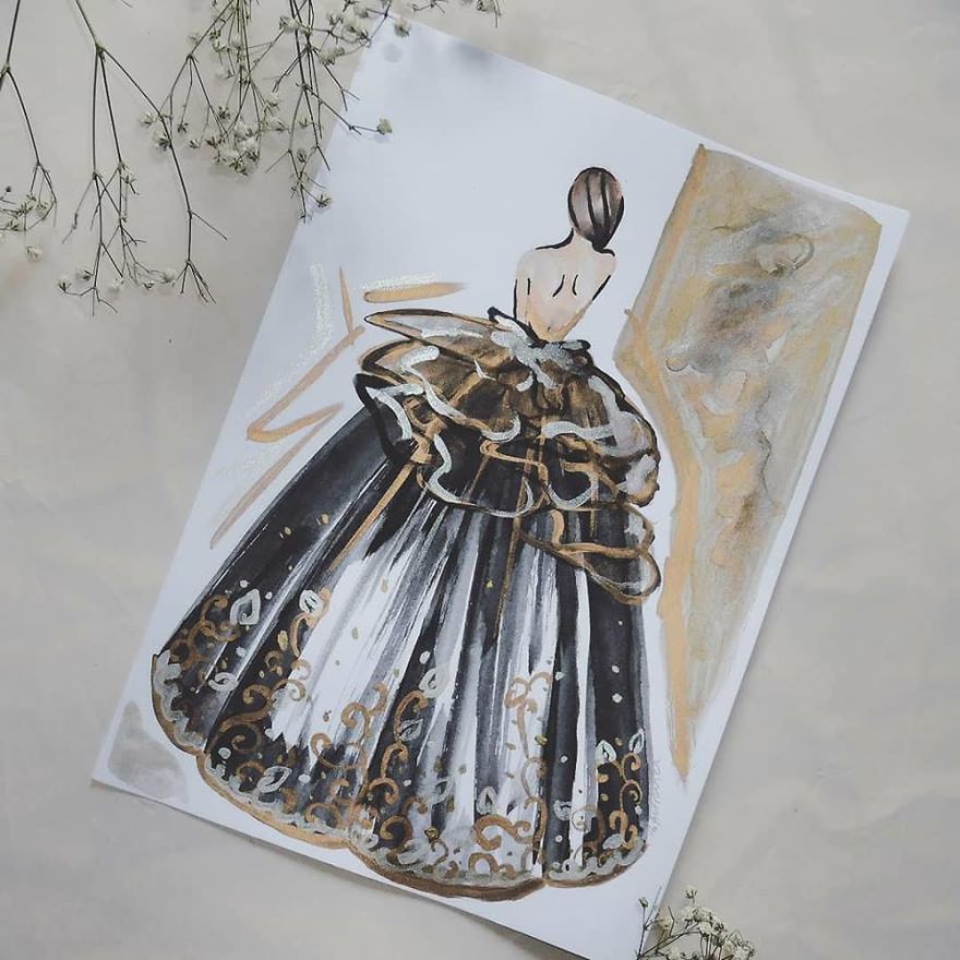 I Create Beautiful Watercolor Dresses