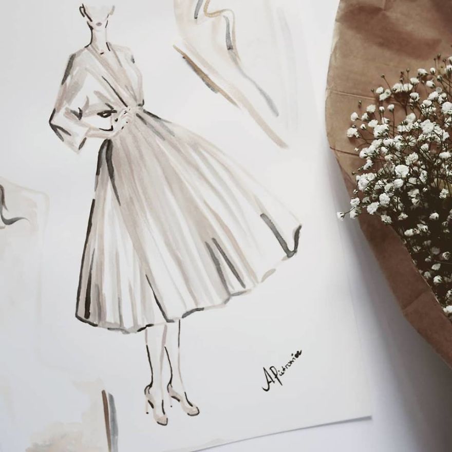 I Create Beautiful Watercolor Dresses