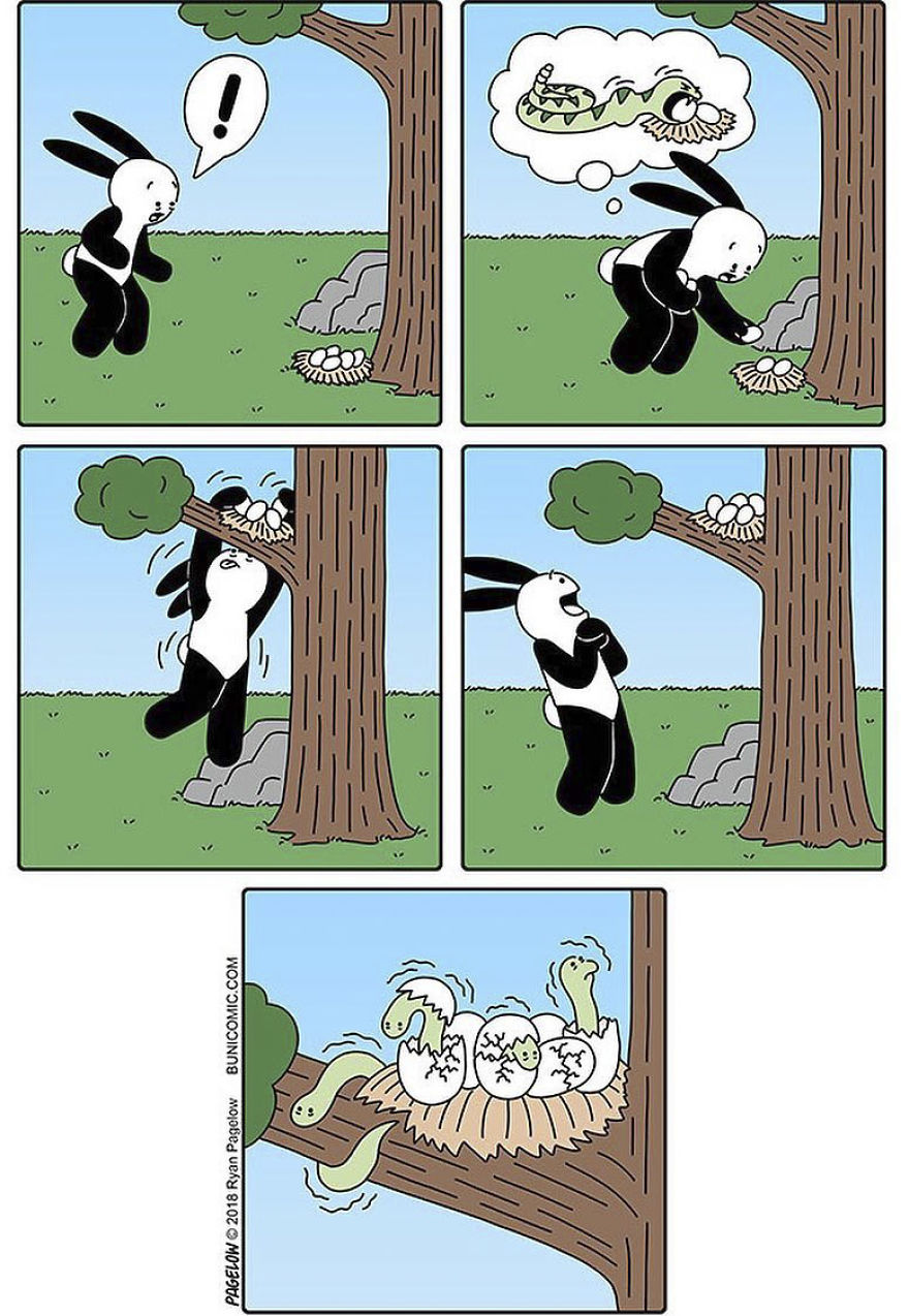 Cartoonist Puts A Cute Bunny In Dark Situations, And We Can't Get Enough
