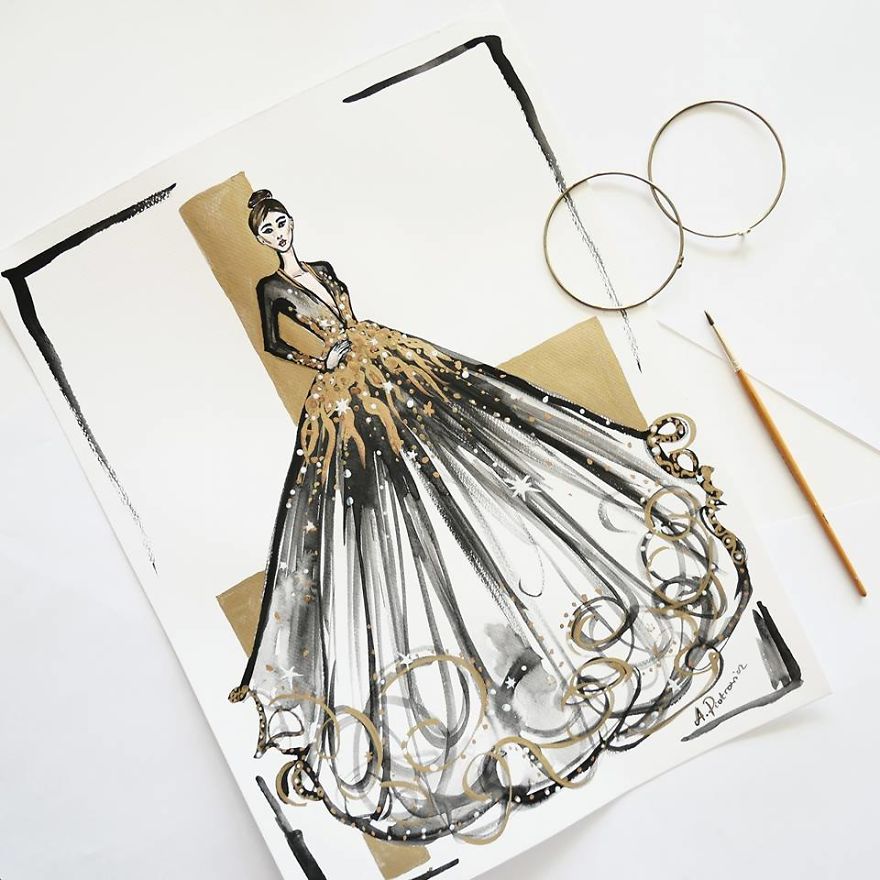 I Create Beautiful Watercolor Dresses