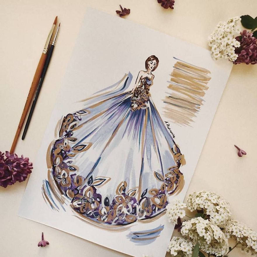 I Create Beautiful Watercolor Dresses