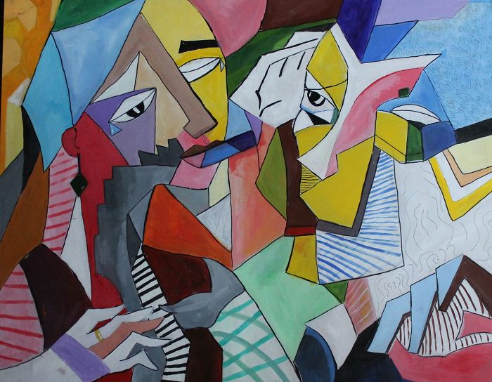 An Engagement (Acrylic On Cardboard 90 X 60 Cm.)