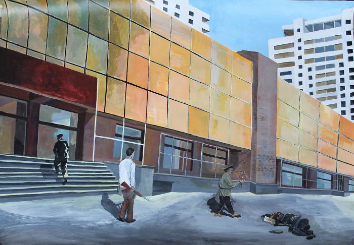 Four Citizens (Acrylic, Paper 100 X 70 Cm.)