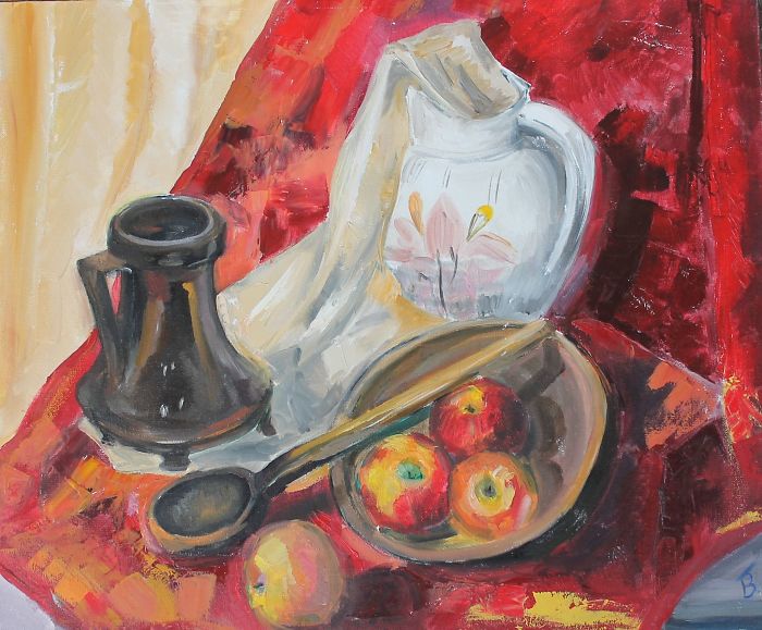 Naturmort (Oil On Canvas 40 X 50 Cm.)