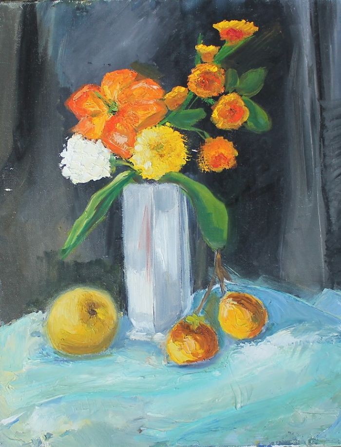 Naturmort (Oil On Canvas 40 X 50 Cm.)