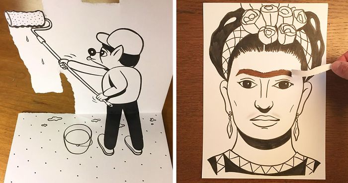 Artist Brings His Drawings To Life By Playing With A Simple Piece Of Paper