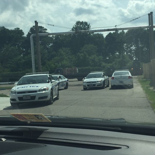 We Saw A Pokestop On The Way To The Gas Station That Had A Lure Module Going Off... Four Cop Cars, All Playing Pokemon Go